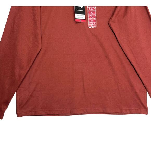 Weatherproof Henley Shirt Men Sz XL Orange Long Sleeves Double Brushed Soft Knit - Picture 3 of 9